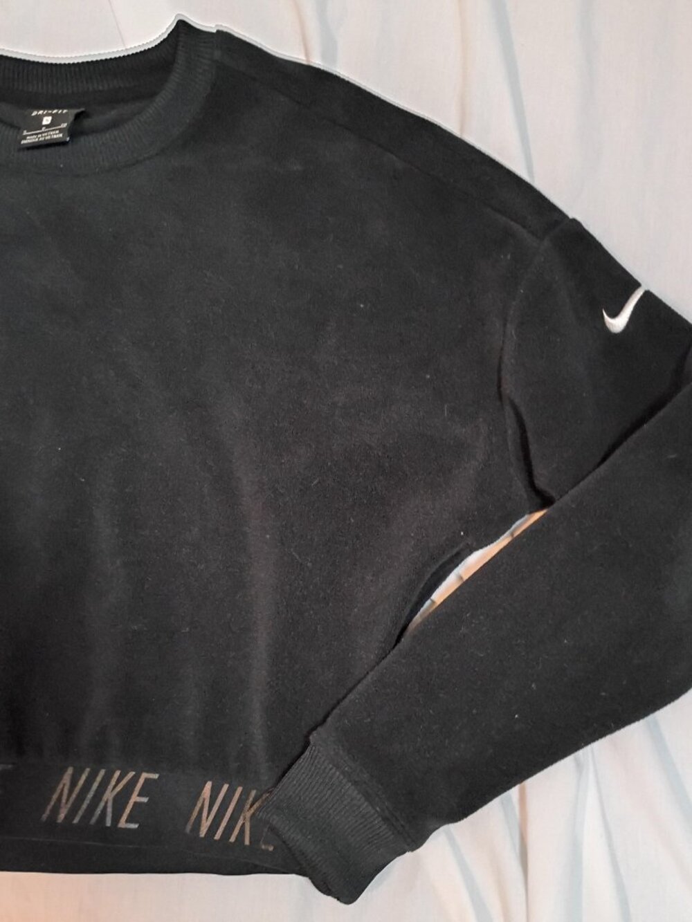 Nike/Crewneck Sweatshirt/Womens S/Black Dri-FIT Cropped Athleisure Logo Waistban - Picture 5 of 6